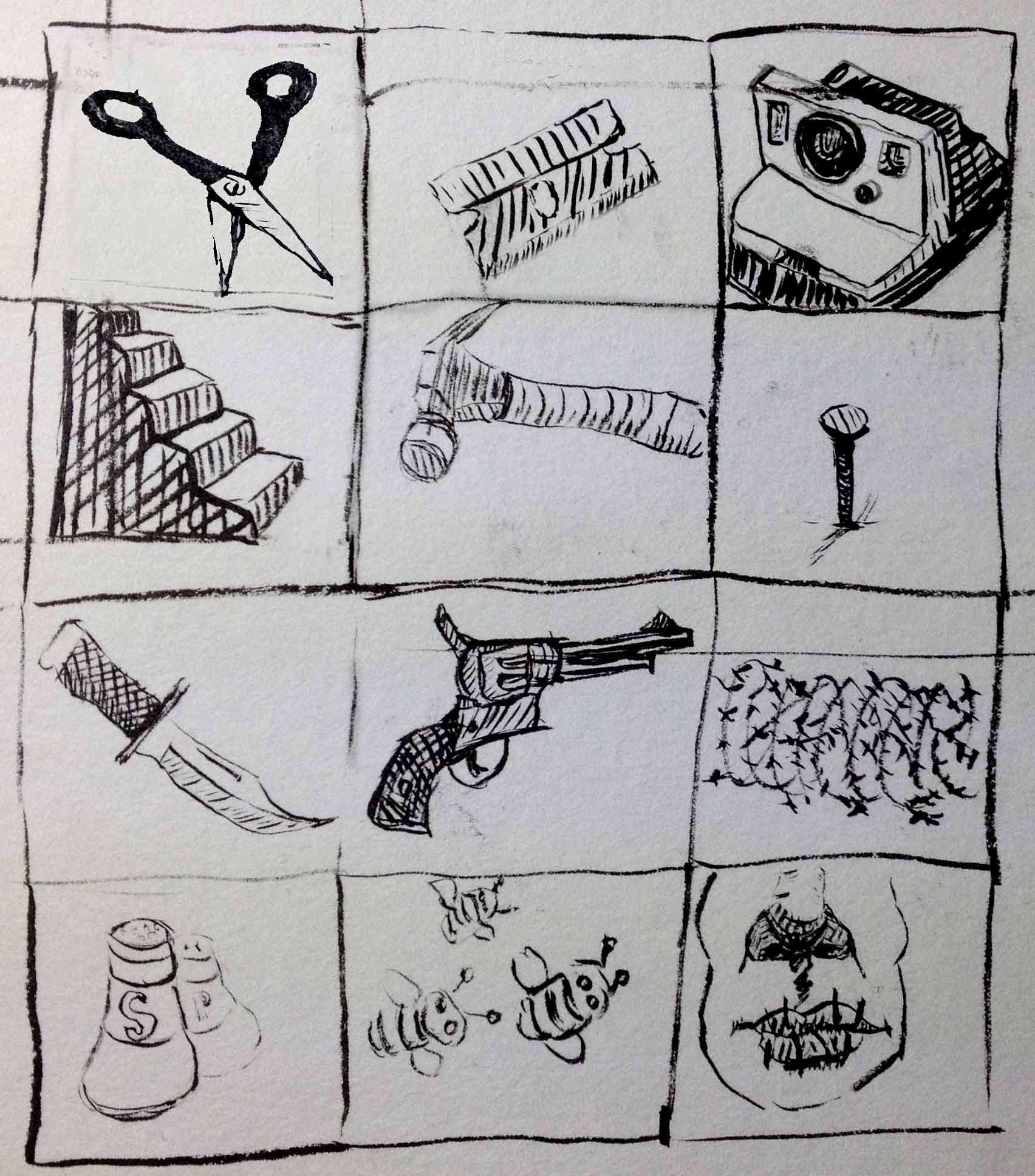 Drawing of dangerous Items