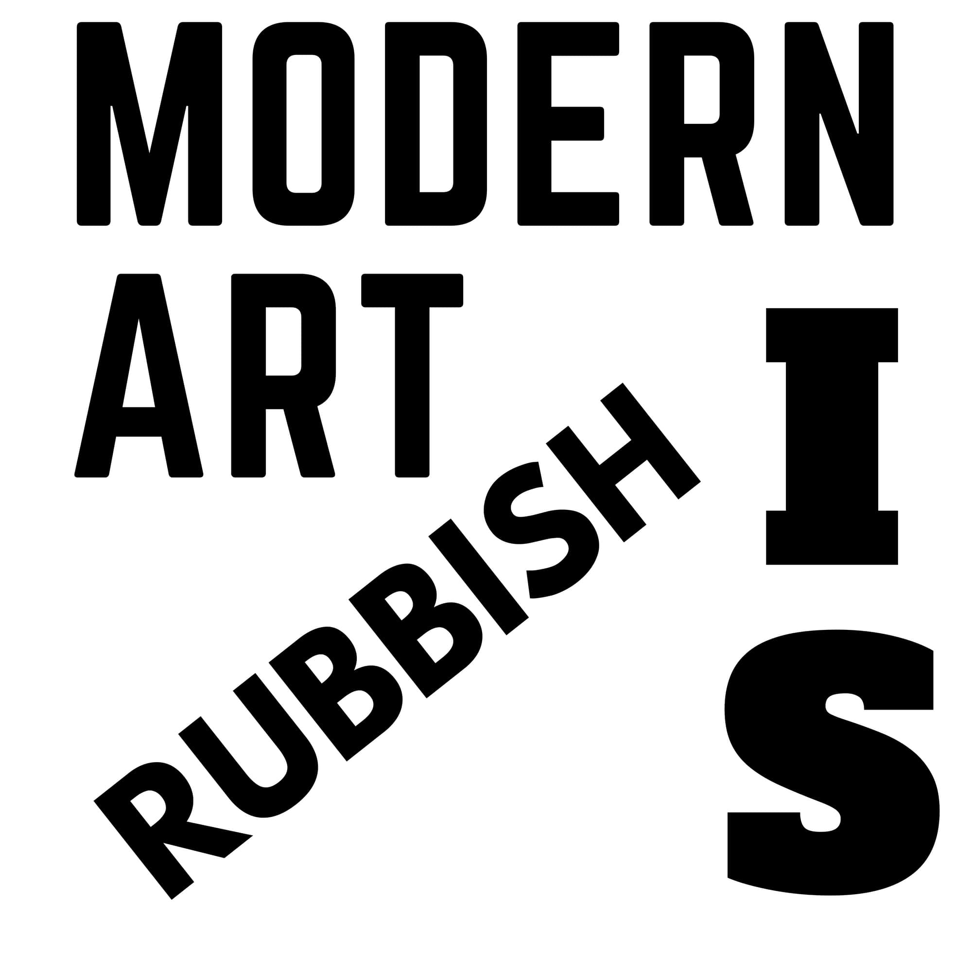 A Logo for Modern Art is Rubbish in Fluxus style font