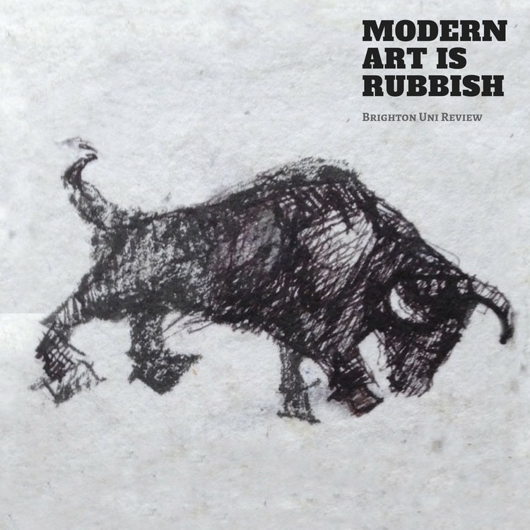 An cover artwork for a pod about a Brighton Uni Show featuring a drawing of a Bull